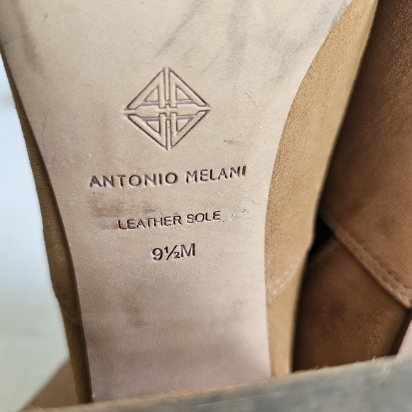 Antonio Melani Maxinee booties size 9.5 tan suede pointed toe leather slip on - Picture 12 of 15